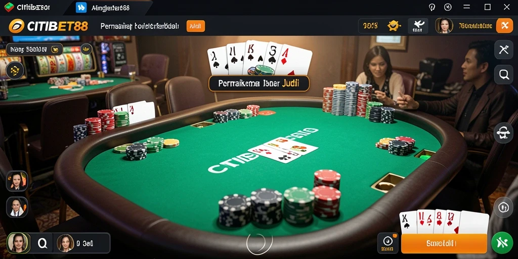 Tampilan gameplay Poker di CITIBET88 yang menegangkan dan seru.