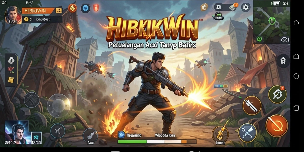 Tampilan layar permainan HIBIKIWIN yang intens dan mendebarkan.