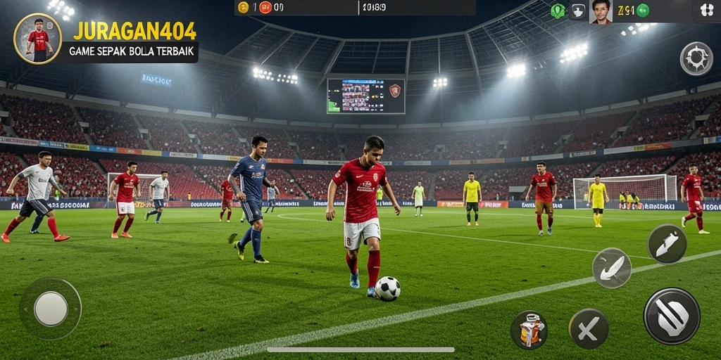Gameplay JURAGAN404 yang mendebarkan dengan aksi sepak bola nyata.