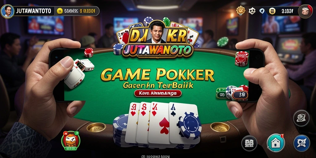 Tampilan gameplay Poker intens dan menegangkan di JUTAWANTOTO.