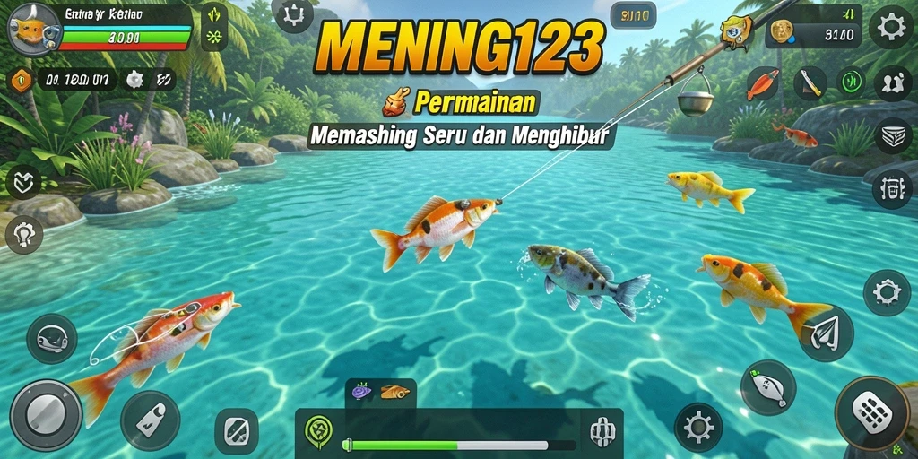 Tampilan gameplay seru di MENANG123 saat menangkap ikan besar.