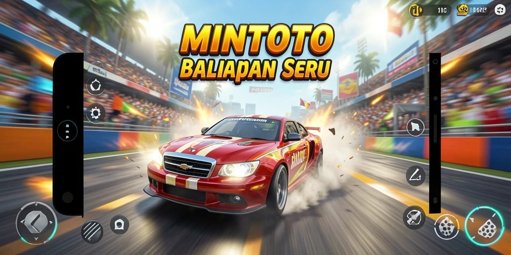 Tampilan gameplay seru MINTOTO saat balapan di trek yang menantang.