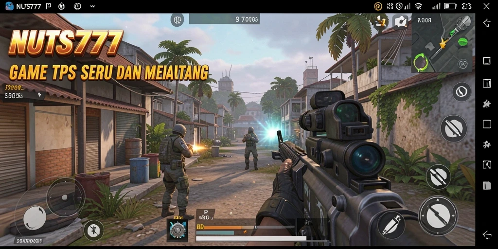 Tampilan gameplay seru NUTS777 dengan aksi tembak-menembak