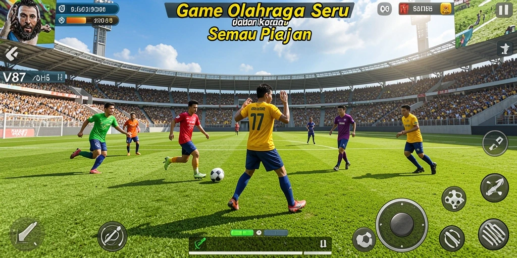 Tampilkan aksi seru dalam gameplay olahraga V87 yang menampilkan kompetisi langsung.