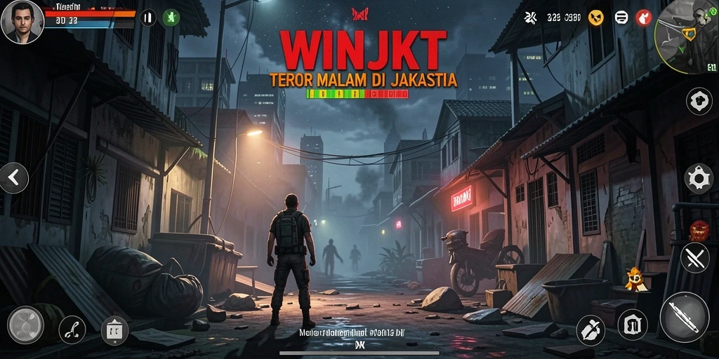 Screenshot gameplay WINJKT yang menggambarkan ketegangan dan suasana horor.